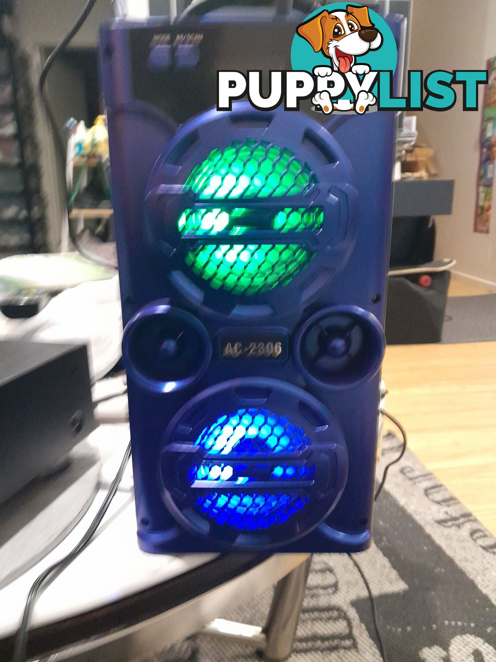 AC-2306 PORTABLE WIRELESS LOUD SPEAKER DOCK BLUE TOOTH PHONE DEVICES DISCO LED KARAOKE