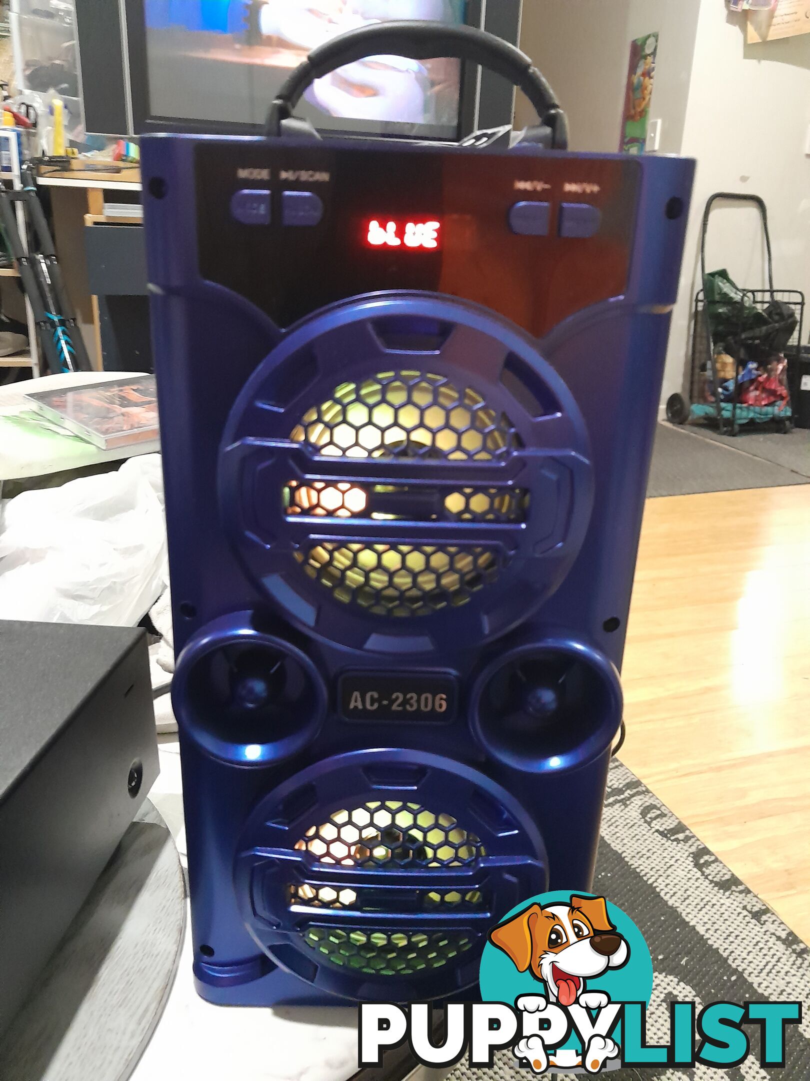 AC-2306 PORTABLE WIRELESS LOUD SPEAKER DOCK BLUE TOOTH PHONE DEVICES DISCO LED KARAOKE