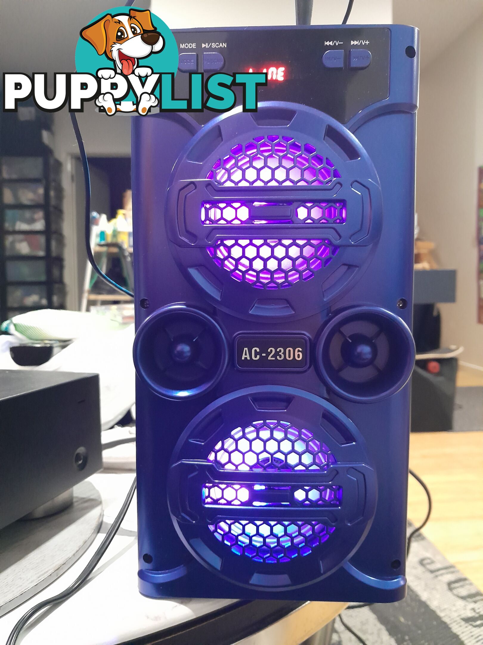 AC-2306 PORTABLE WIRELESS LOUD SPEAKER DOCK BLUE TOOTH PHONE DEVICES DISCO LED KARAOKE