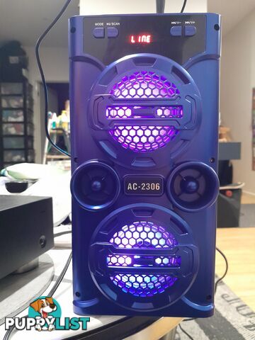 AC-2306 PORTABLE WIRELESS LOUD SPEAKER DOCK BLUE TOOTH PHONE DEVICES DISCO LED KARAOKE