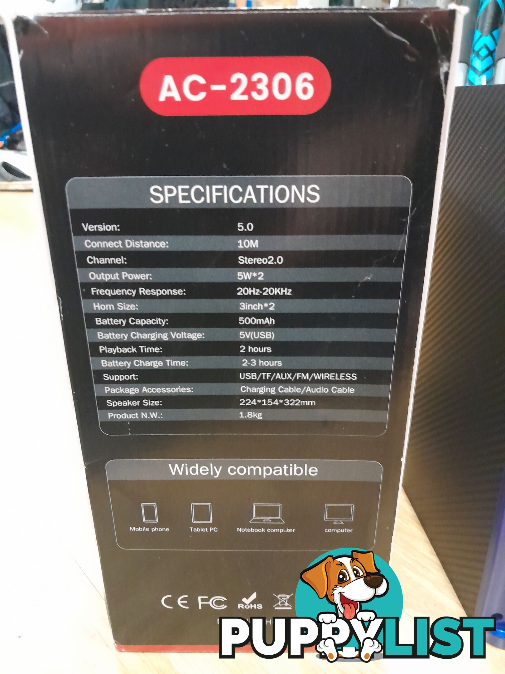 AC-2306 PORTABLE WIRELESS LOUD SPEAKER DOCK BLUE TOOTH PHONE DEVICES DISCO LED KARAOKE