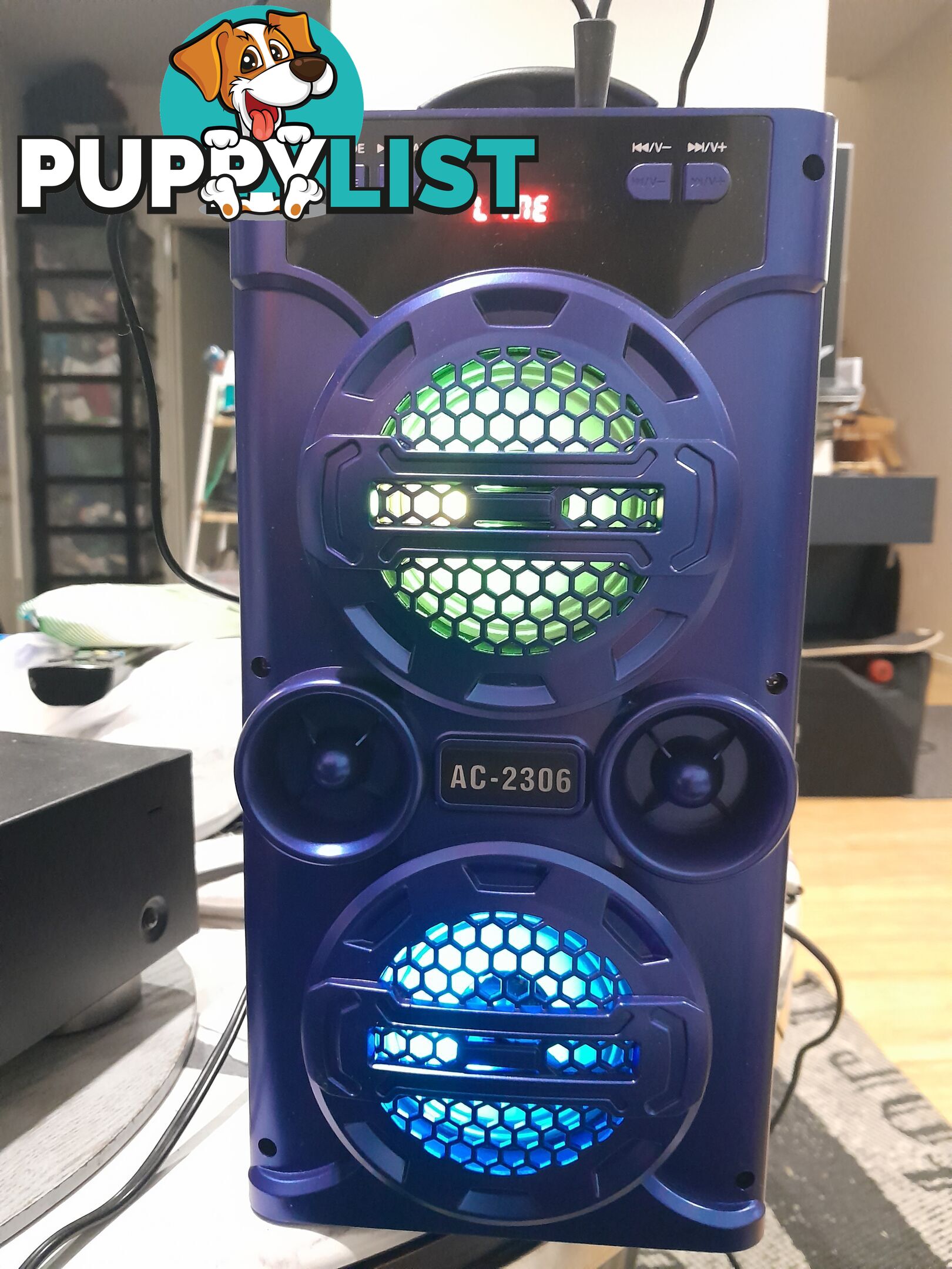 AC-2306 PORTABLE WIRELESS LOUD SPEAKER DOCK BLUE TOOTH PHONE DEVICES DISCO LED KARAOKE