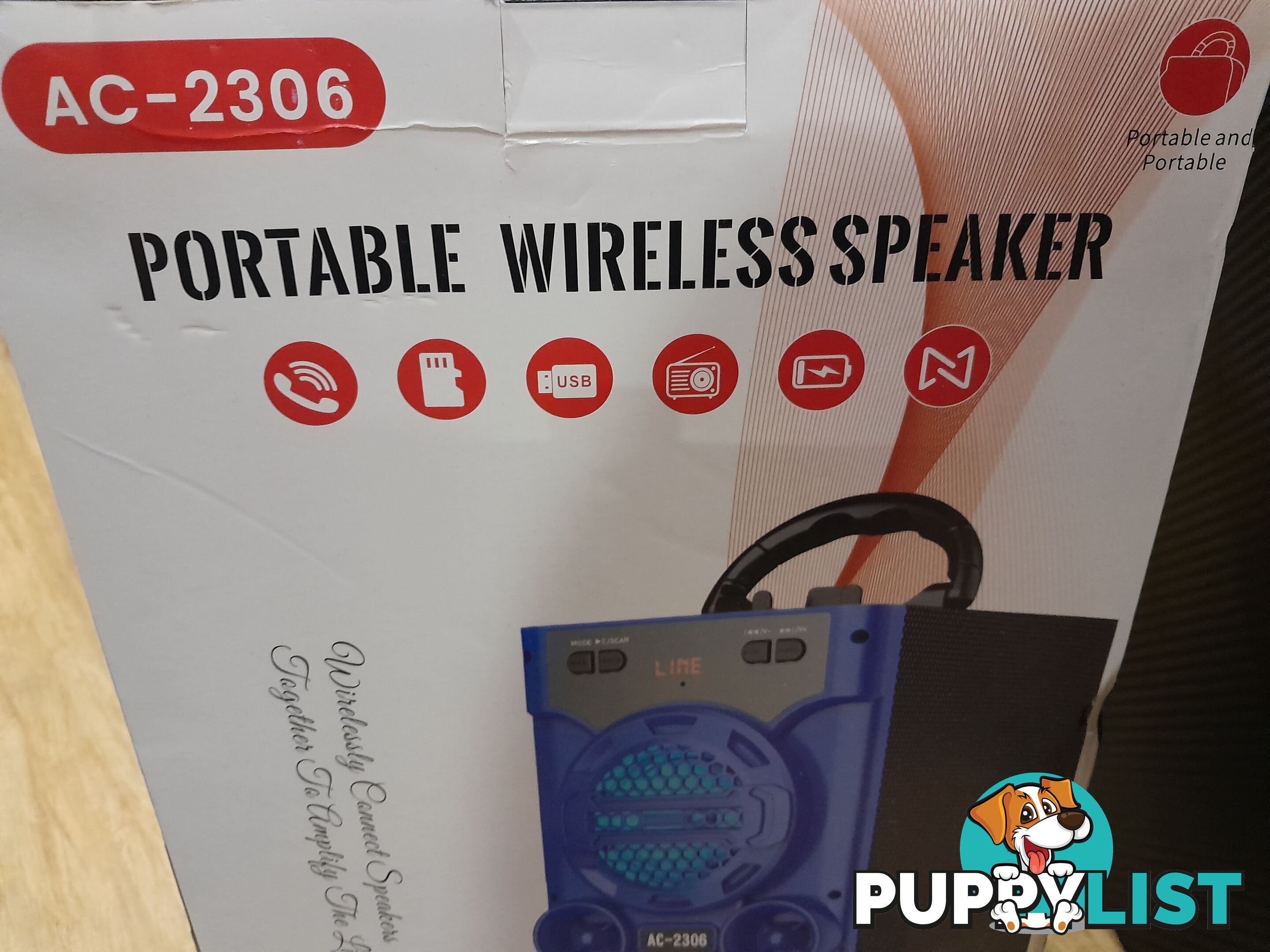 AC-2306 PORTABLE WIRELESS LOUD SPEAKER DOCK BLUE TOOTH PHONE DEVICES DISCO LED KARAOKE
