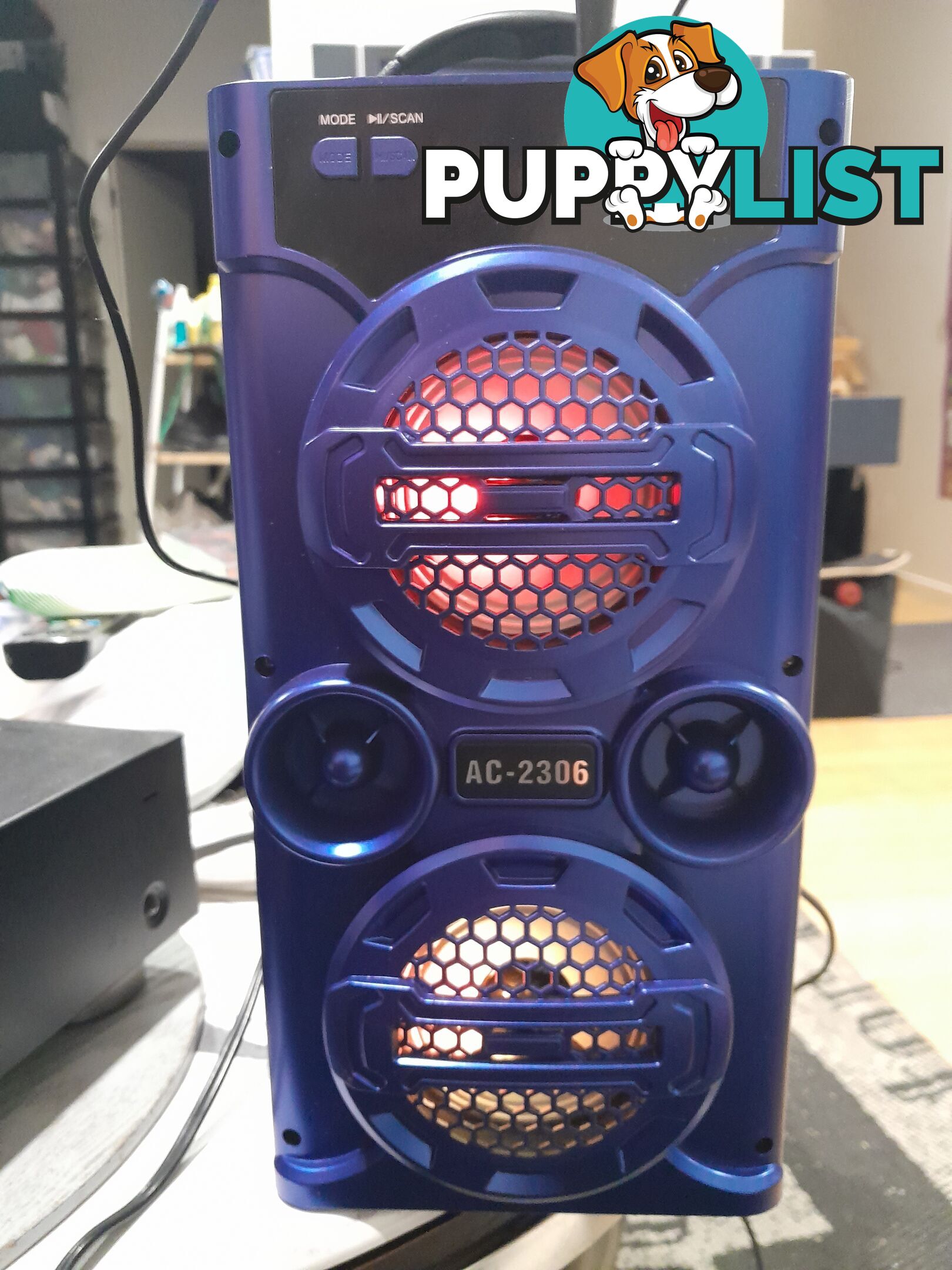 AC-2306 PORTABLE WIRELESS LOUD SPEAKER DOCK BLUE TOOTH PHONE DEVICES DISCO LED KARAOKE