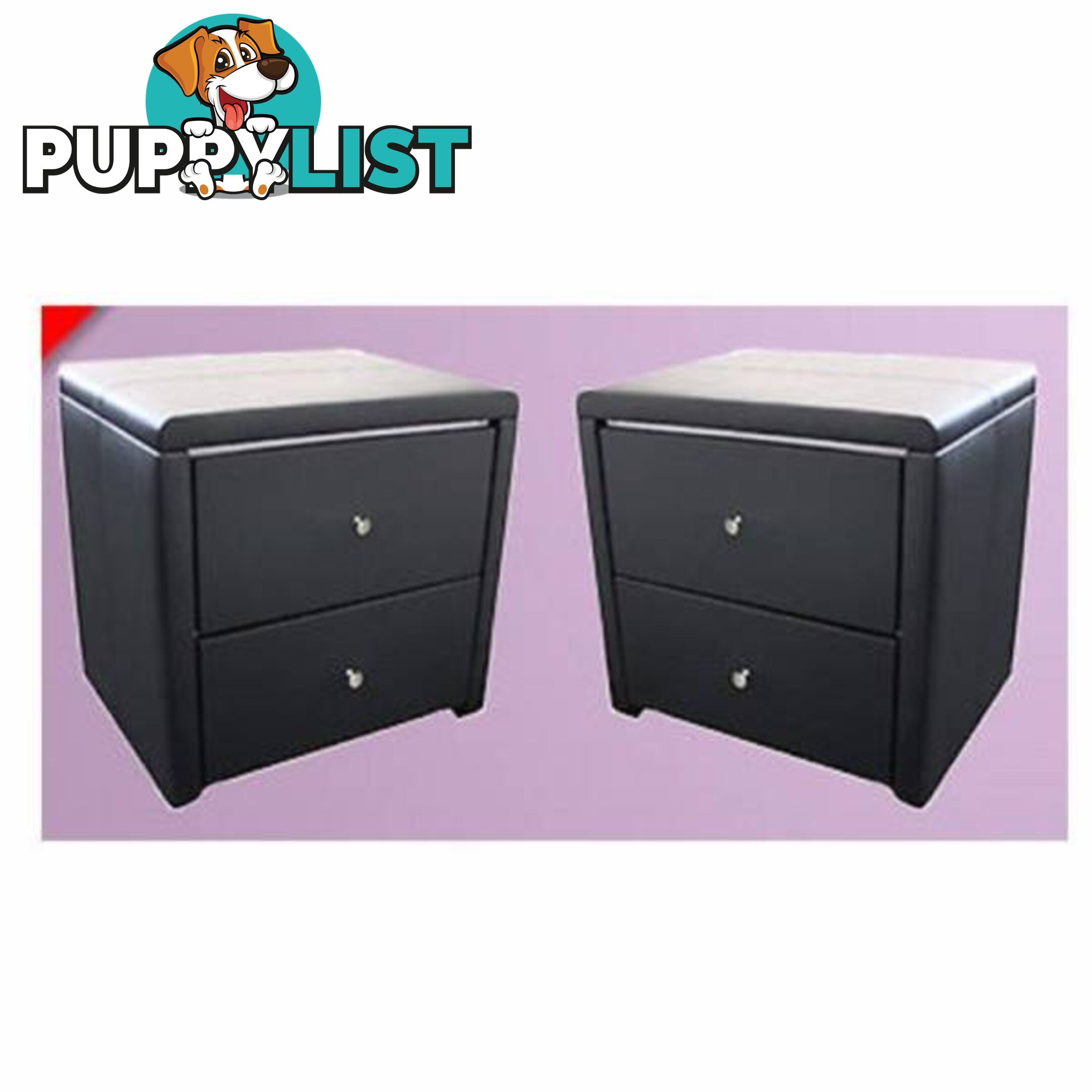 BrandNew PU Leather 2 drawers Bedside Tables Cabinets Black/White