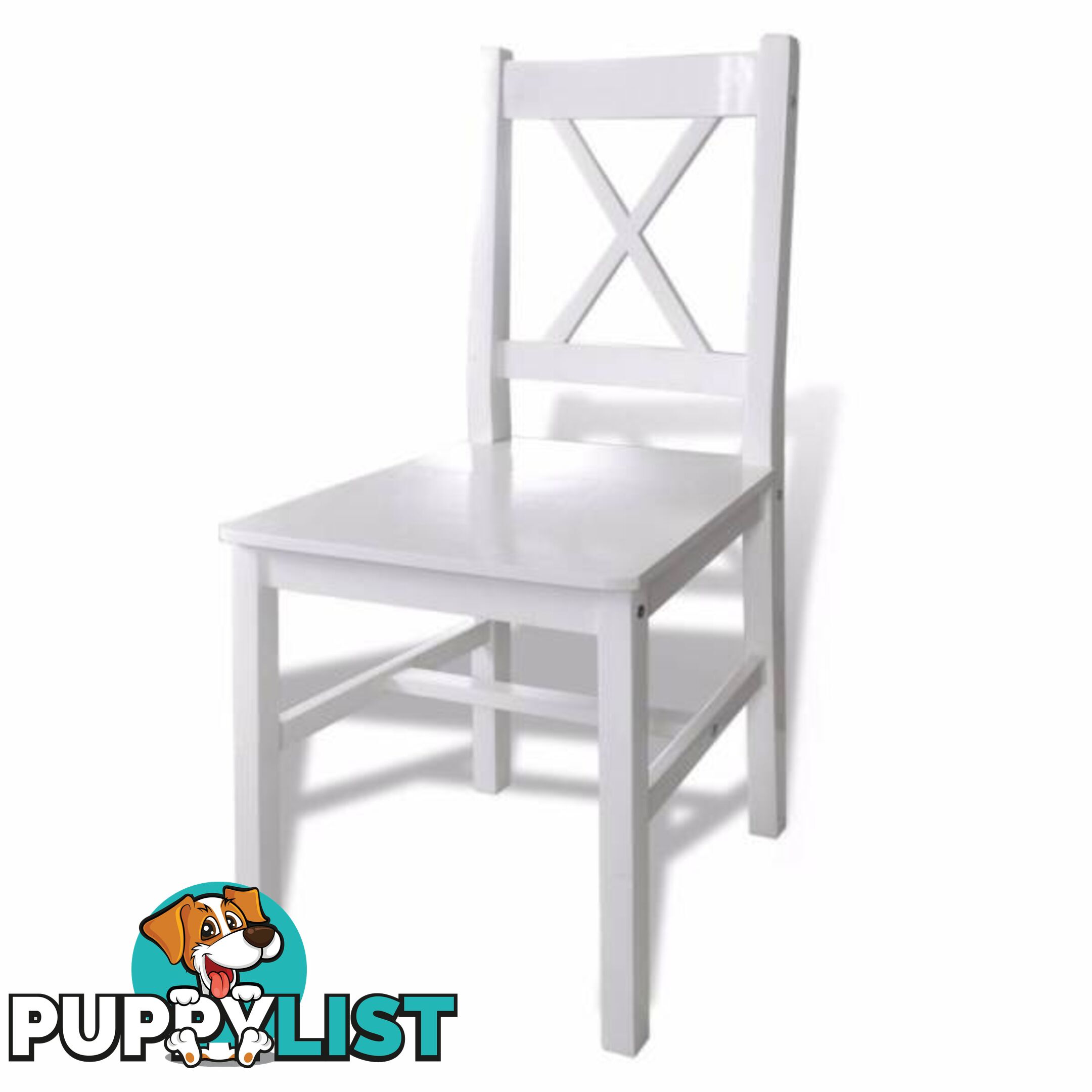 Band New 4 x Pine Wood Dining chairs White