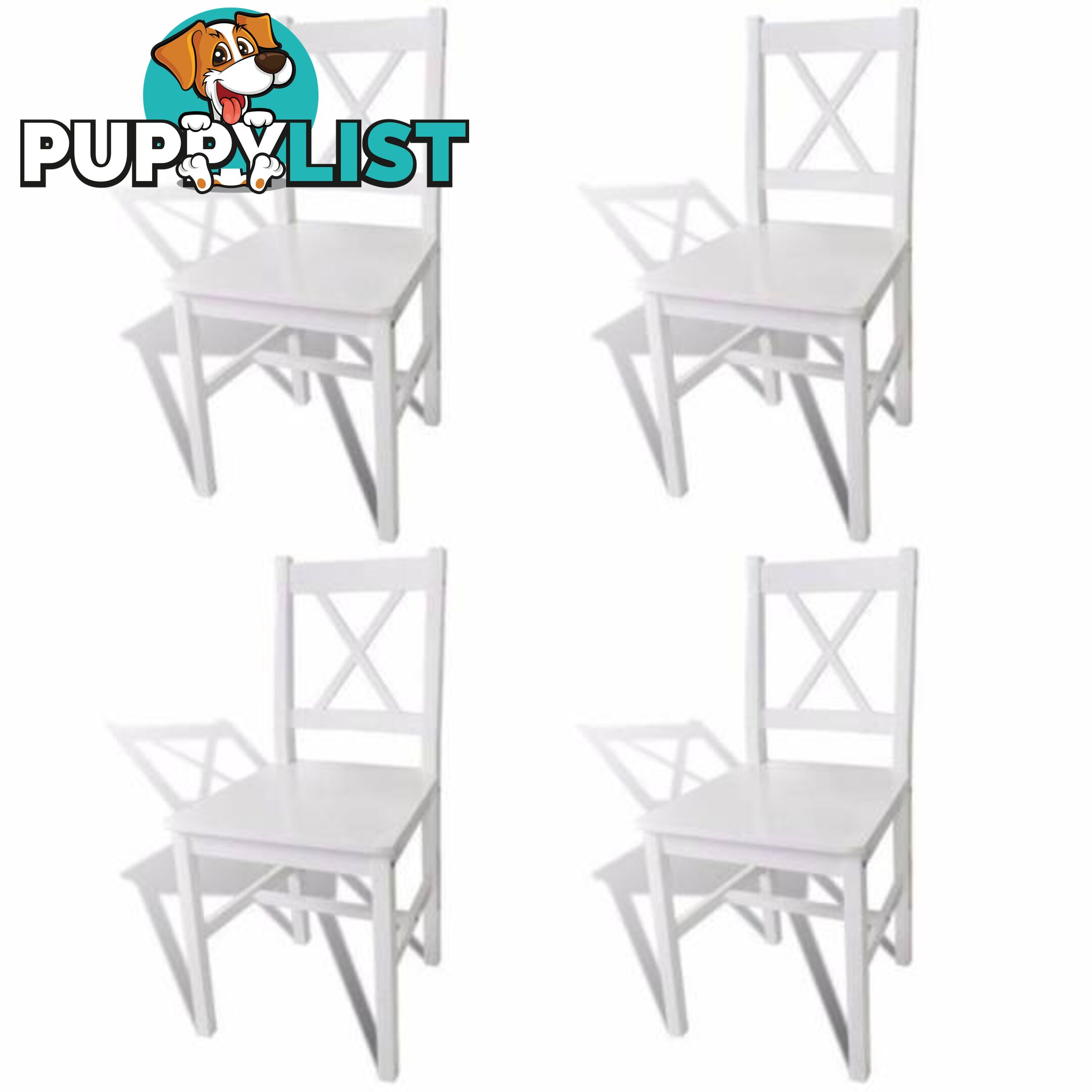 Band New 4 x Pine Wood Dining chairs White