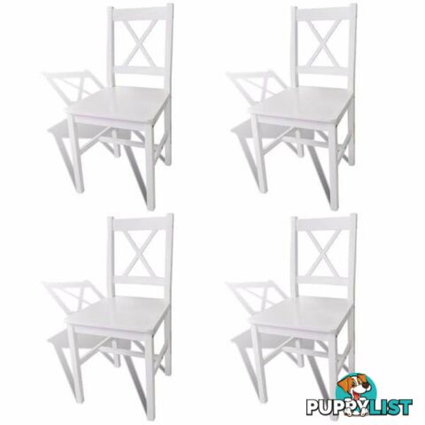 Band New 4 x Pine Wood Dining chairs White