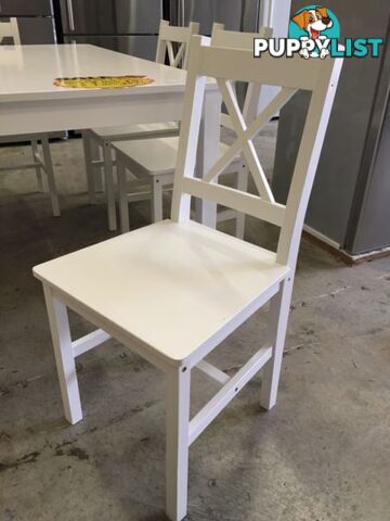 Band New 4 x Pine Wood Dining chairs White