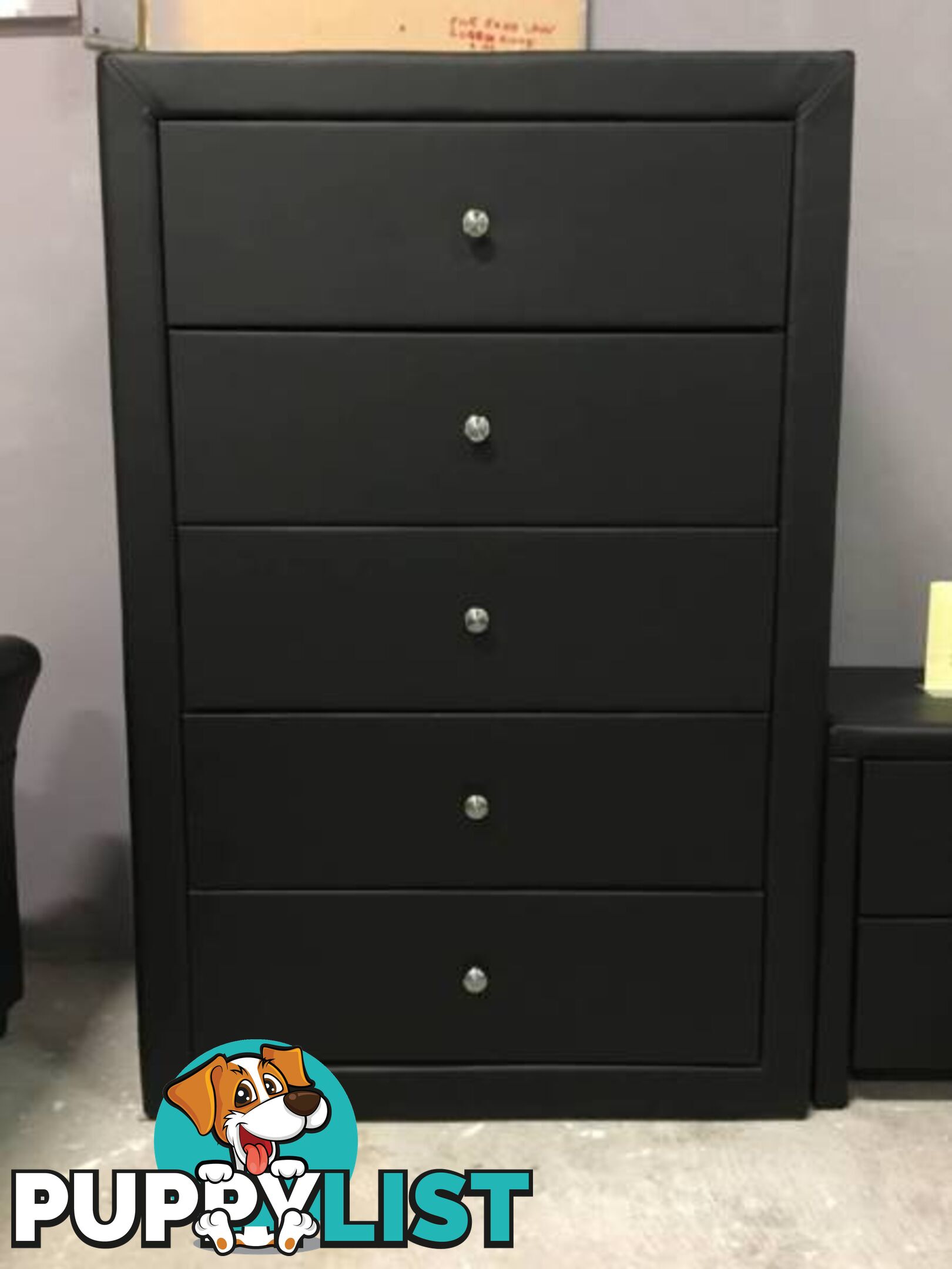 Brand New Black Leather 5 drawers Tallboy/Chest drawers/Cabinets