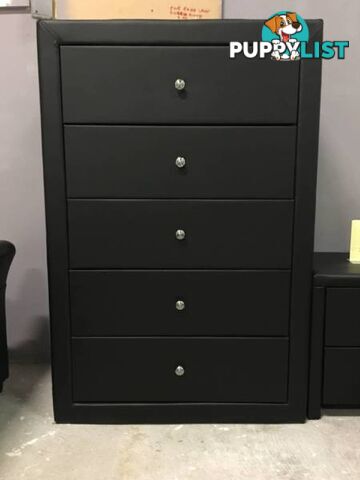 Brand New Black Leather 5 drawers Tallboy/Chest drawers/Cabinets