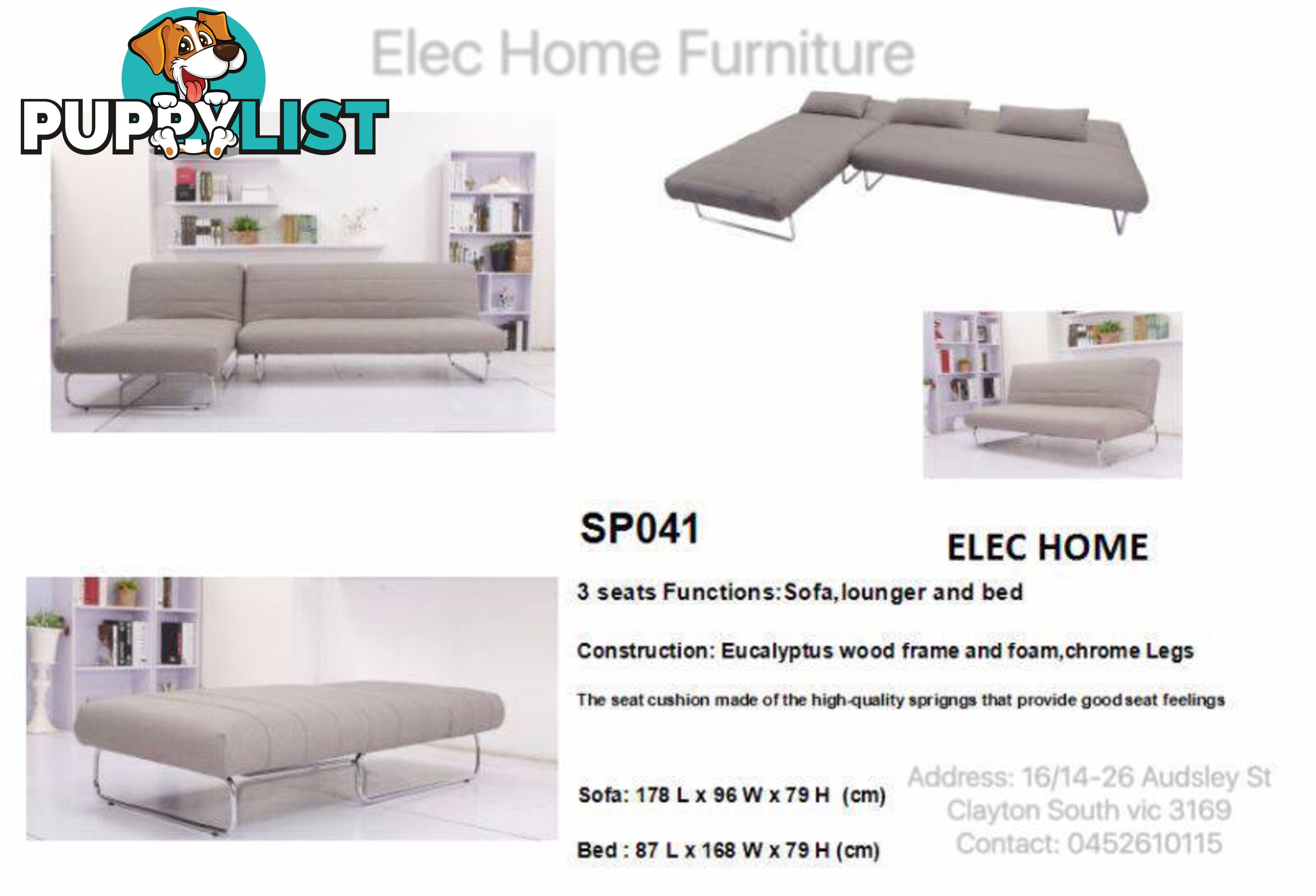 Brand New Light Grey Sofa Bed Couch Loung with chaise(SP041)