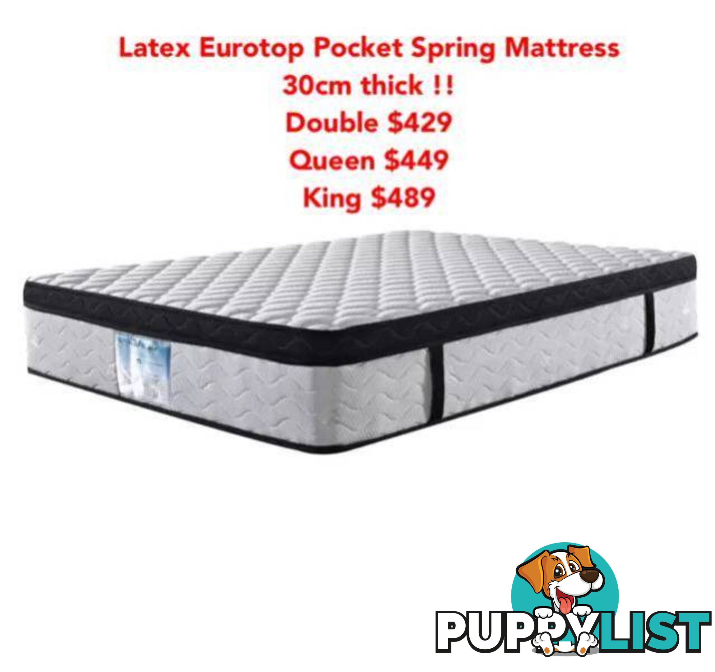 30CM Double/Queen/King Latex EuroTop Pocket Spring Mattress