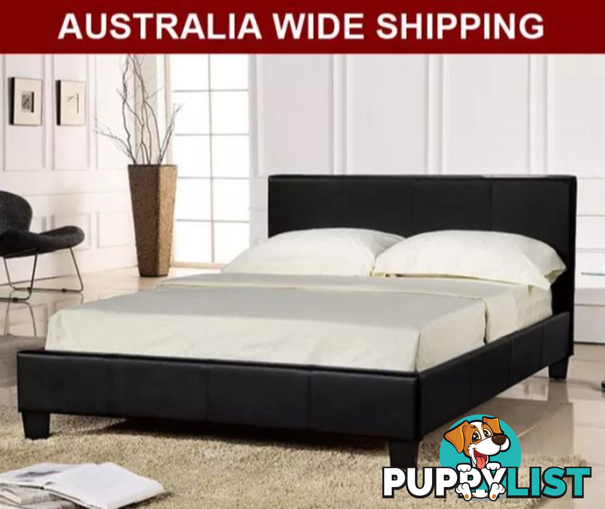 WarehouseSPECIAL Brand New all size Pu Leather Bed Black White