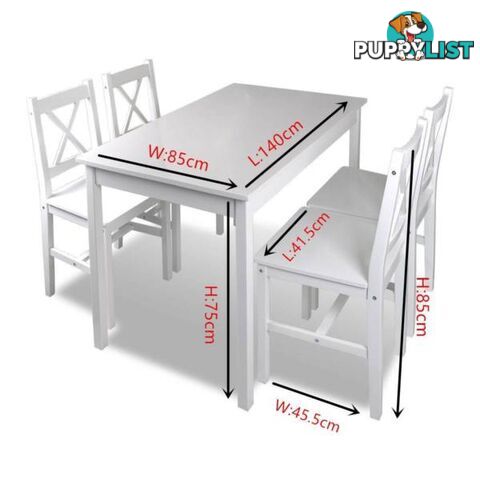 Brand New Solid white PineWood Dining set table with chairs