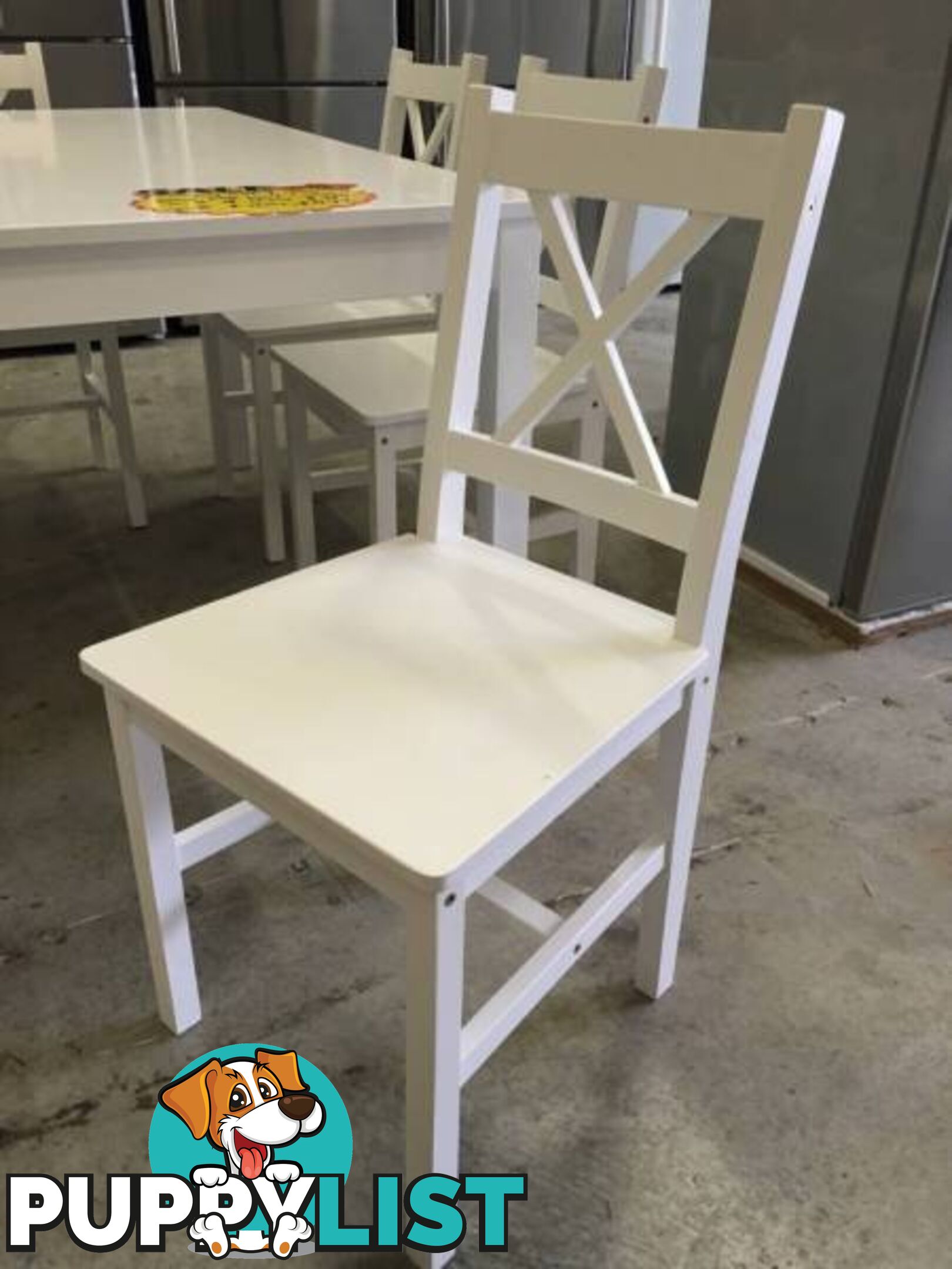 Brand New Solid white PineWood Dining set table with chairs