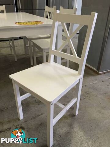 Brand New Solid white PineWood Dining set table with chairs