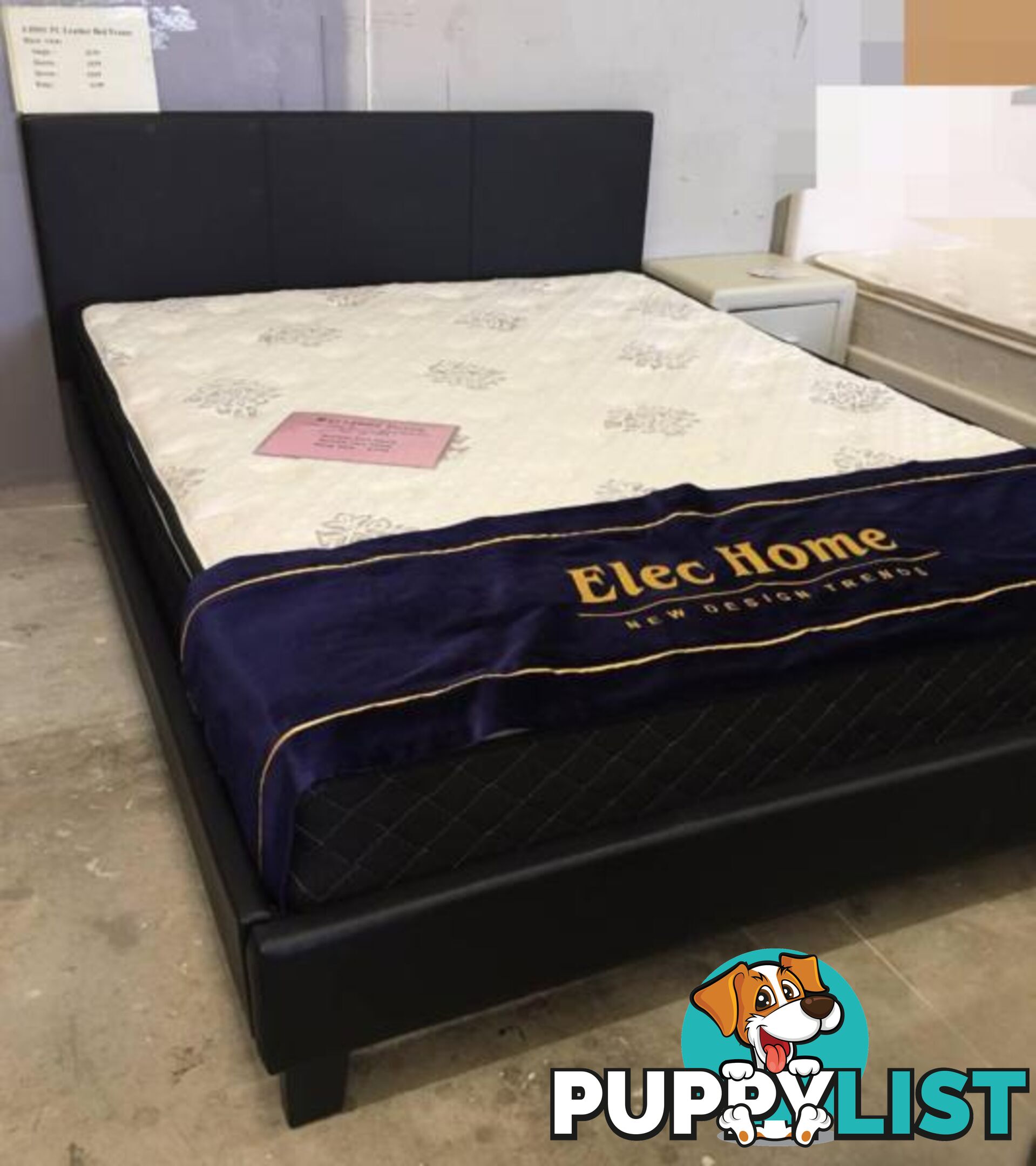 Brand New all sizes PU Leather Bed Frame in Black/White