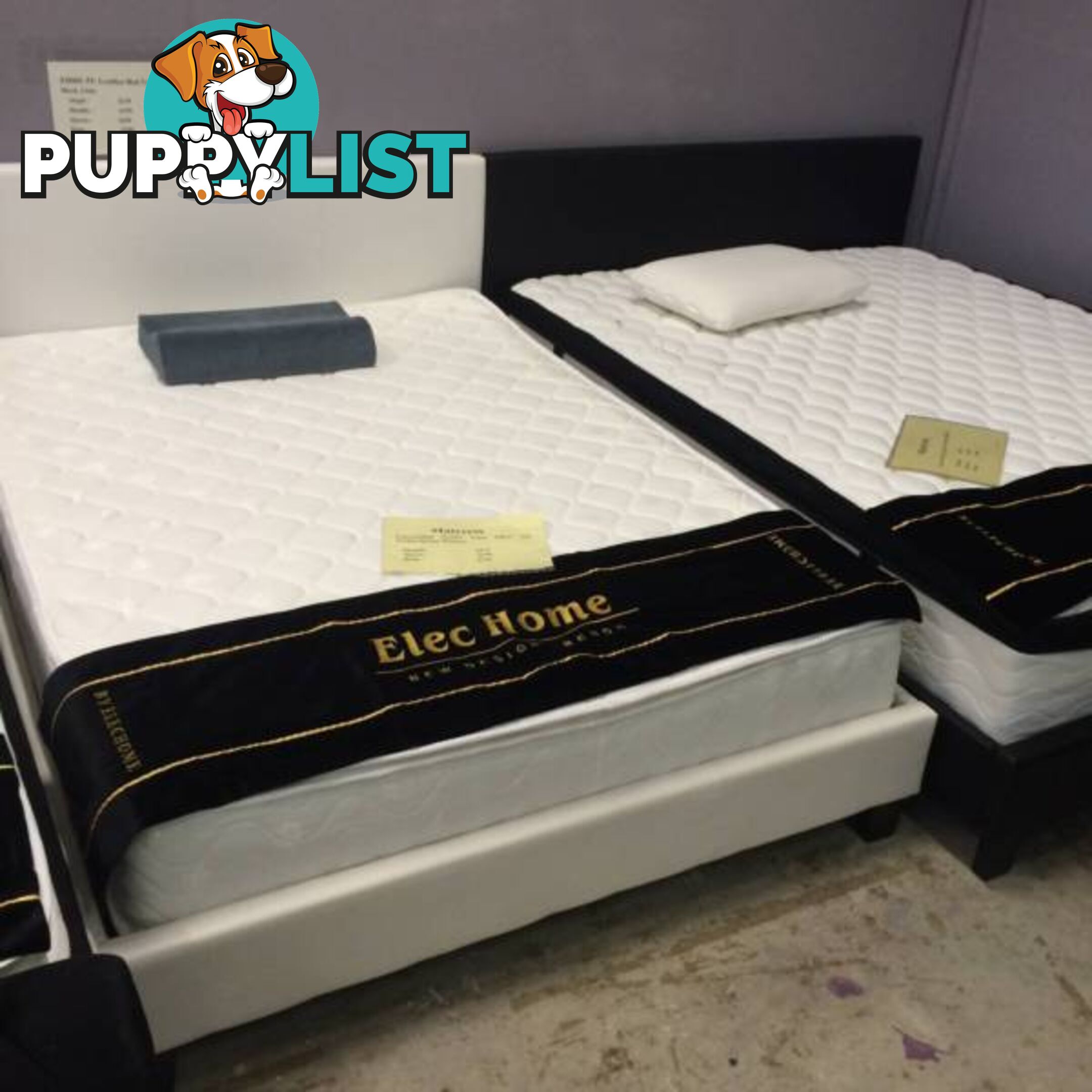 Brand New all sizes PU Leather Bed Frame in Black/White