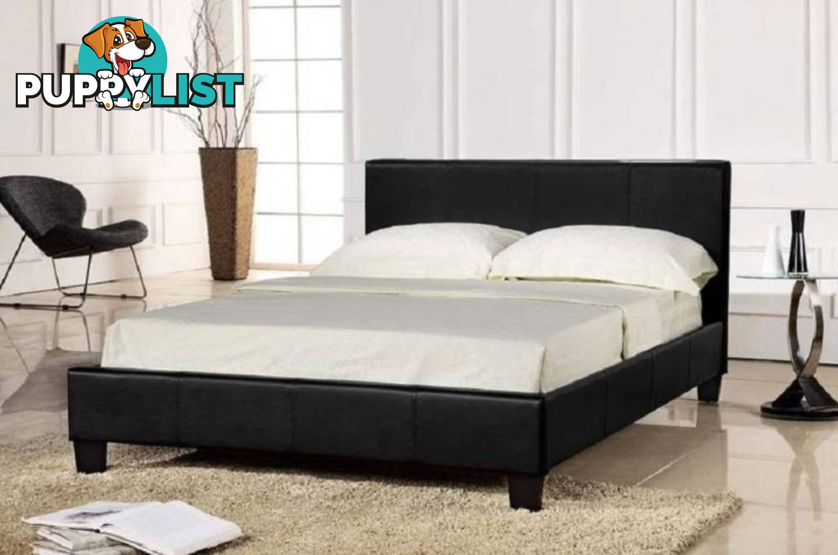 Brand New all sizes PU Leather Bed Frame in Black/White