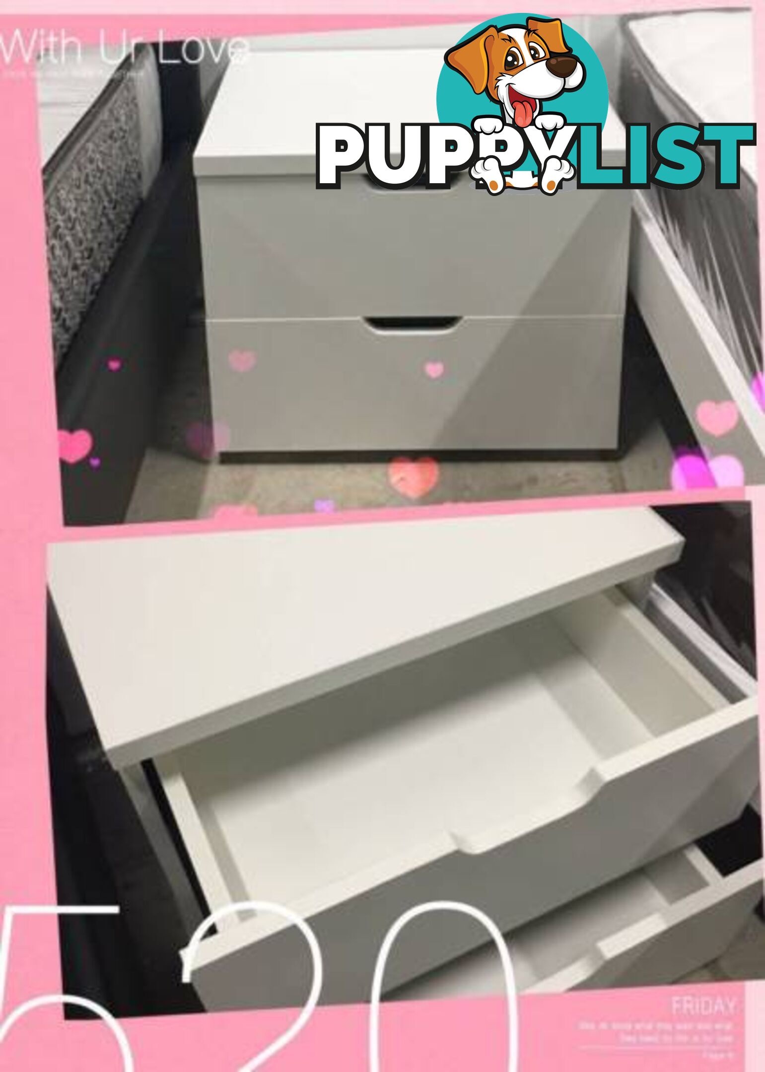 Brand New White Bedside Table/Cabinet/Drawers(CD049)