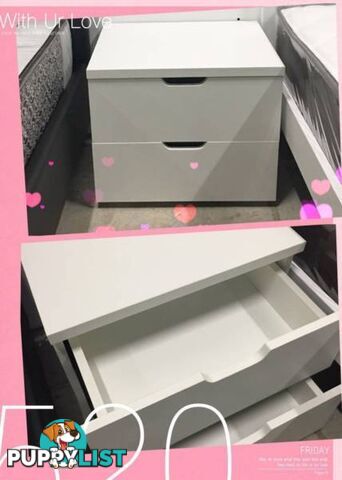 Brand New White Bedside Table/Cabinet/Drawers(CD049)