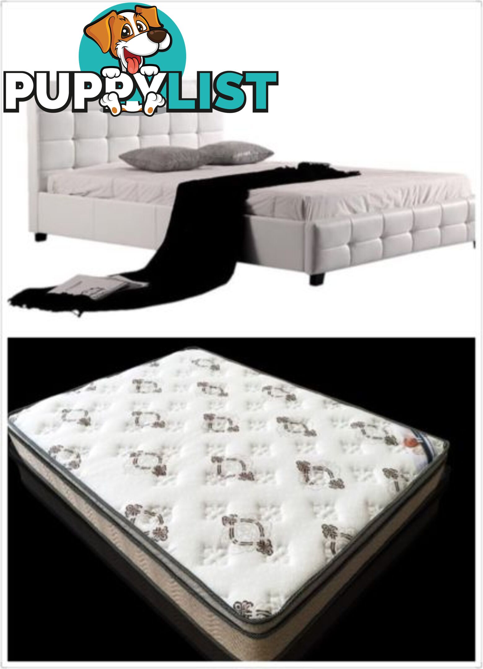 WarehouseSpecial 002 PU bed + Eurotop Mattress Double/Queen/King