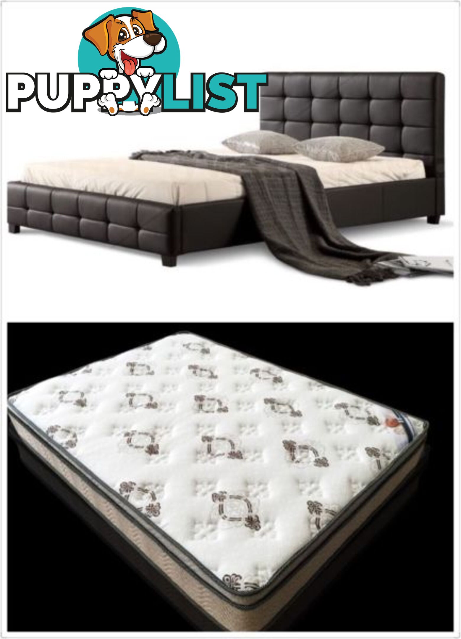 WarehouseSpecial 002 PU bed + Eurotop Mattress Double/Queen/King