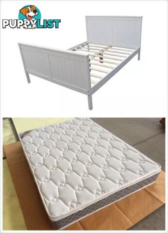 Brand New Solid PineWood Bed with Pillow Top Mattress all size