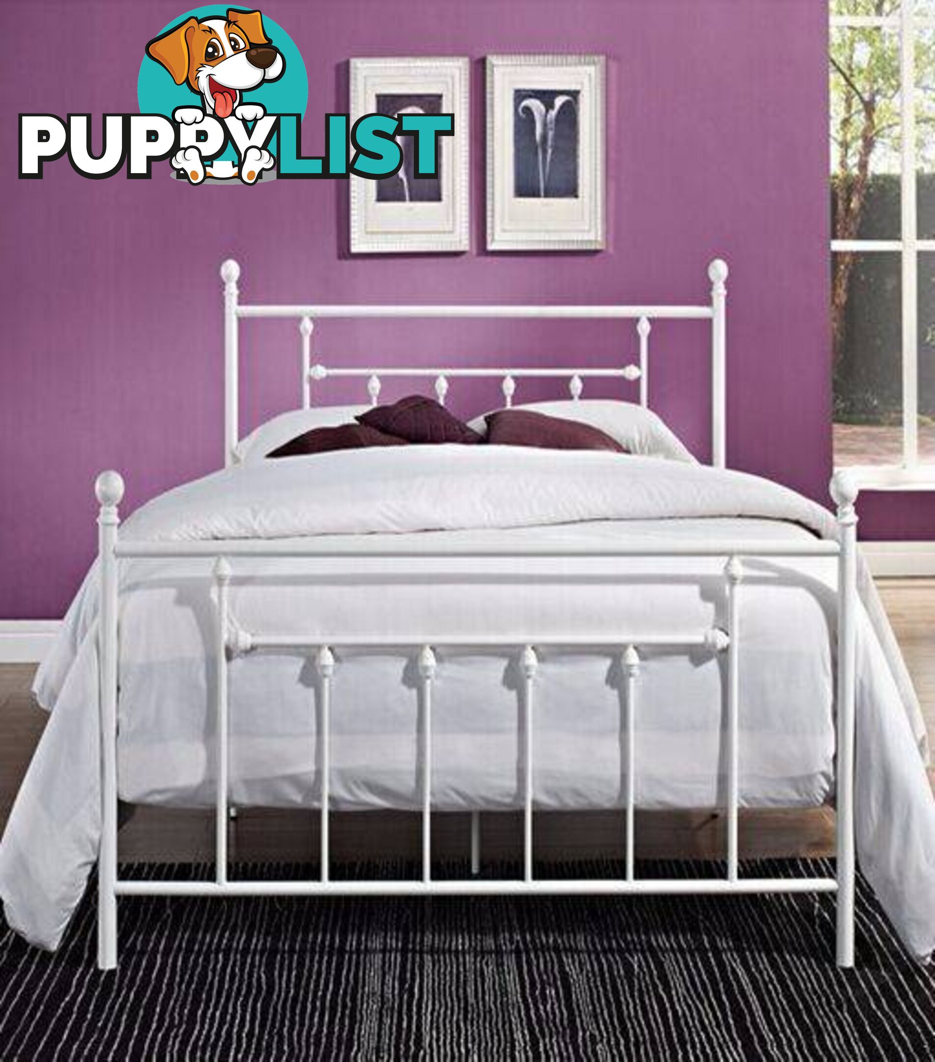 Full Size Brand New And Quality Full Metal Bed Frame Black/White