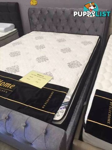 Grey Brand New Luxury 2 Drawers Fabric Euro Style Bed all size