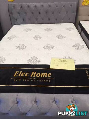 Grey Brand New Luxury 2 Drawers Fabric Euro Style Bed all size