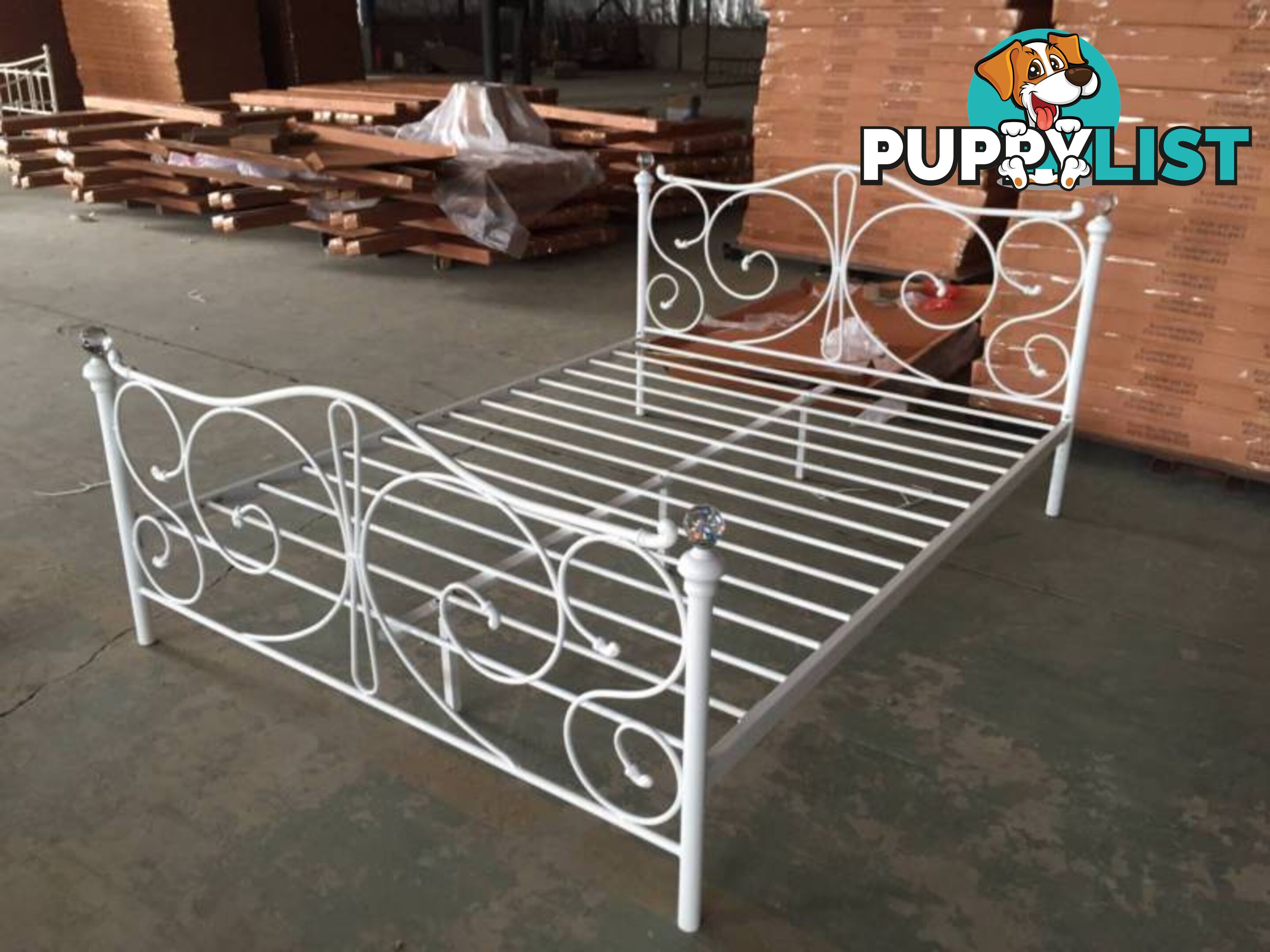 Full Size White Royal Style Brand New Full Metal Bed Frame