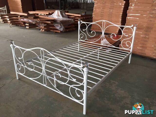 Full Size White Royal Style Brand New Full Metal Bed Frame