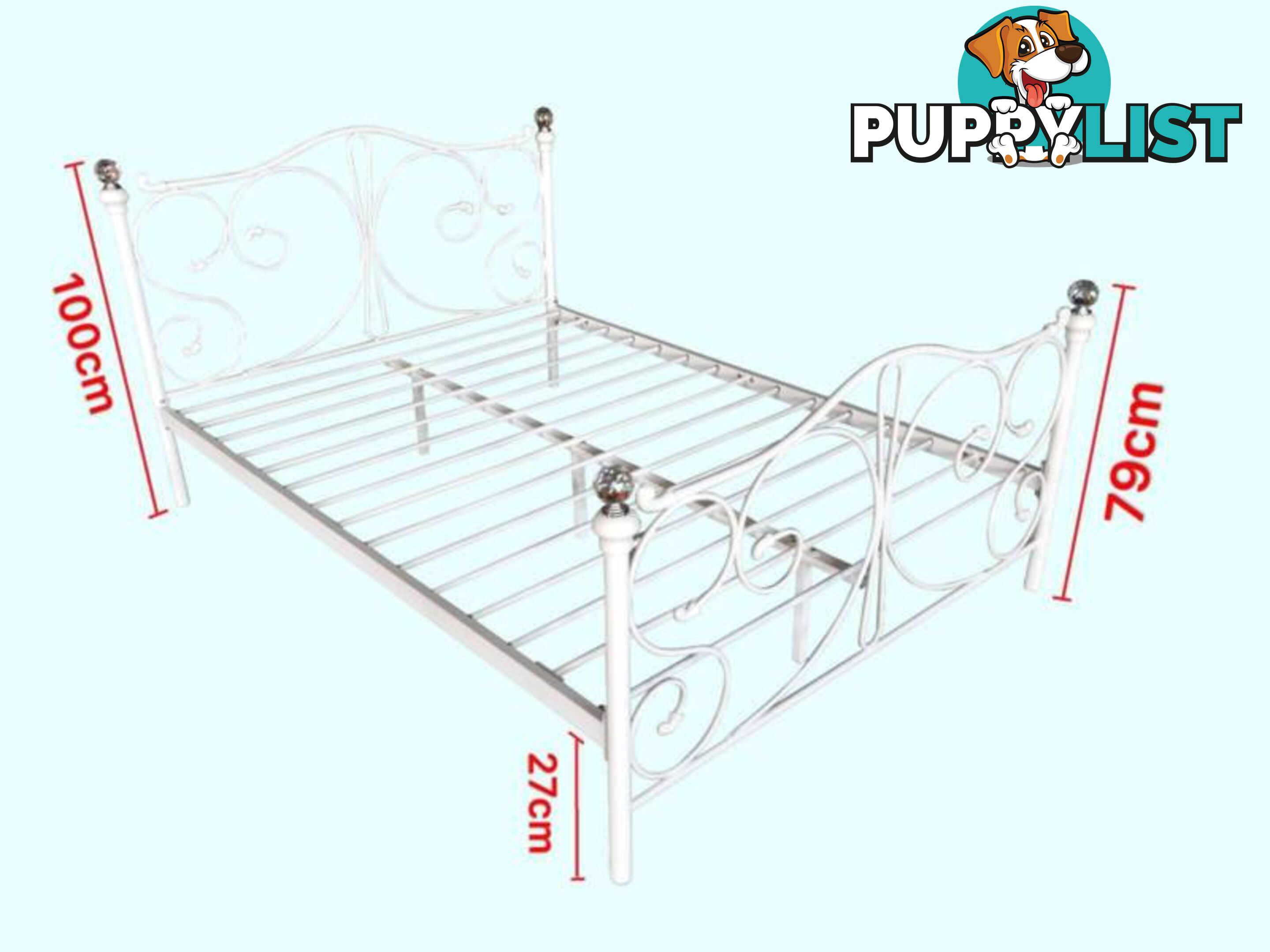 Full Size White Royal Style Brand New Full Metal Bed Frame