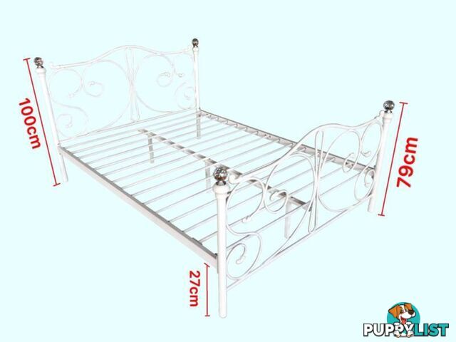 Full Size White Royal Style Brand New Full Metal Bed Frame