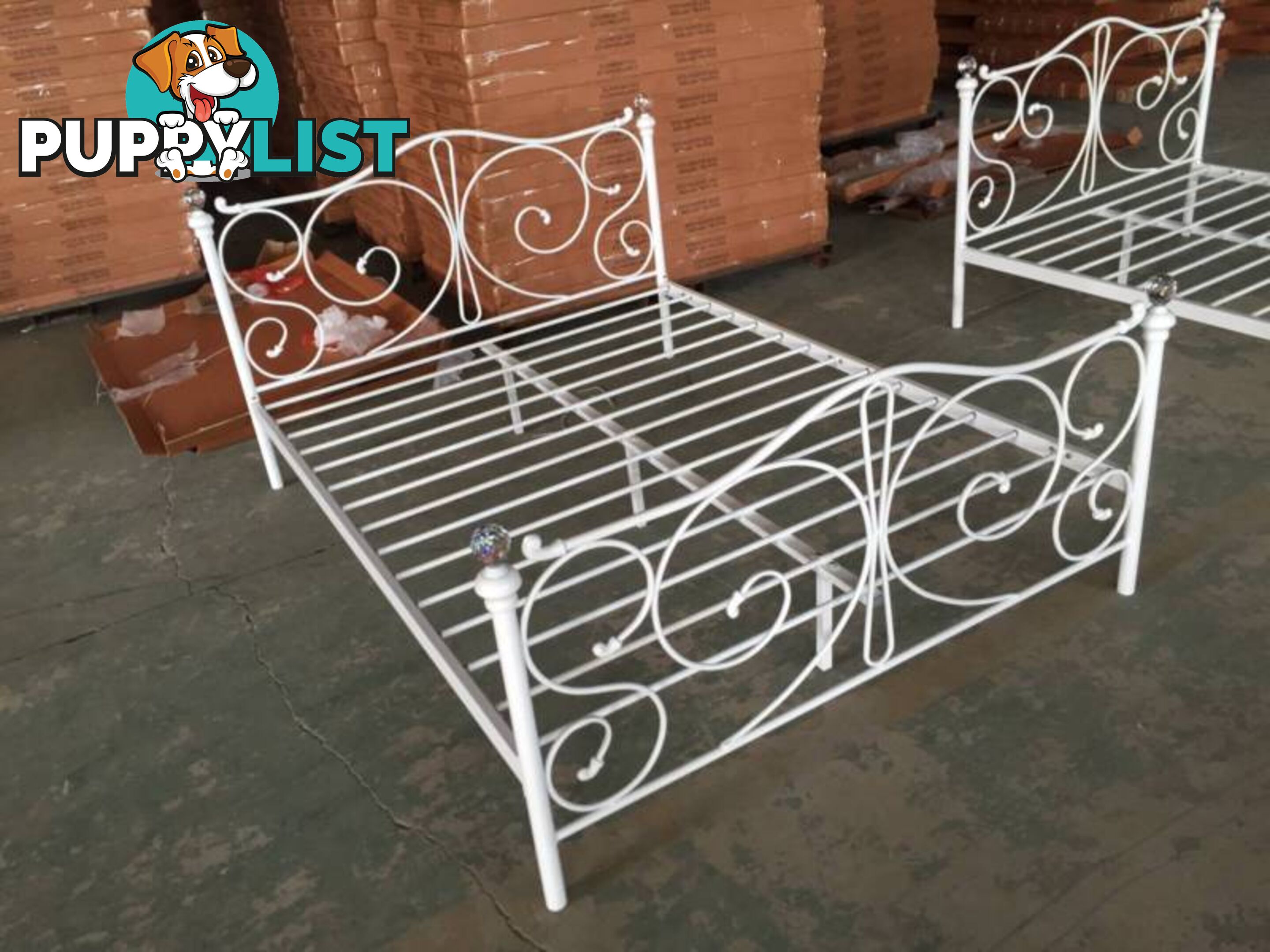 Full Size White Royal Style Brand New Full Metal Bed Frame