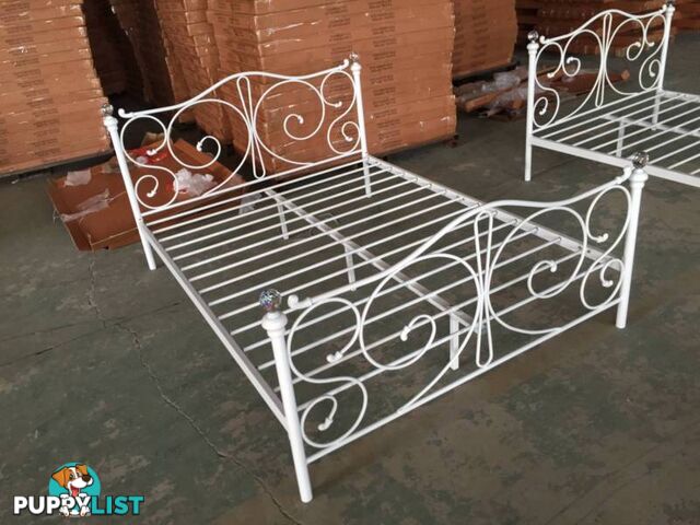 Full Size White Royal Style Brand New Full Metal Bed Frame