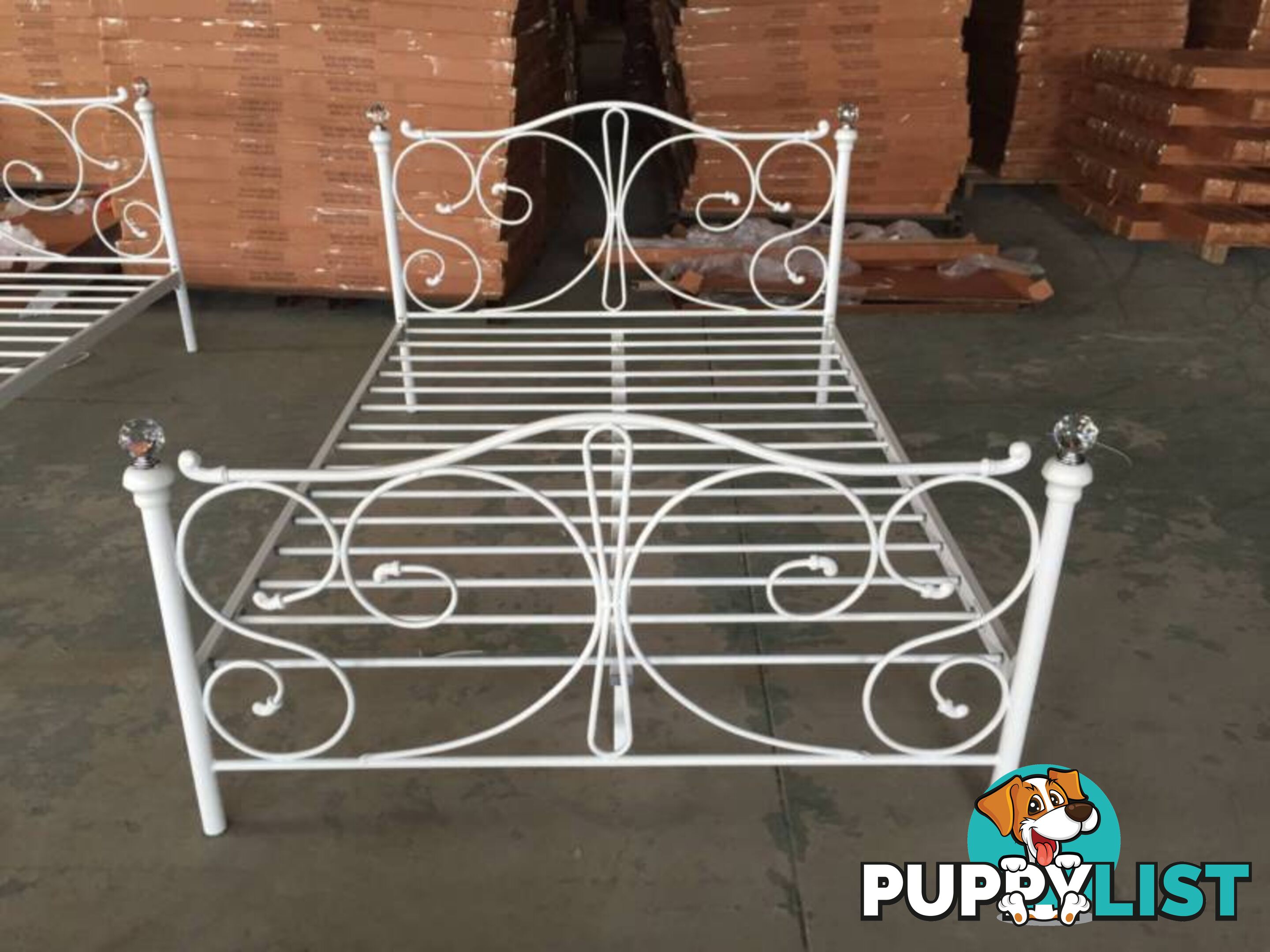 Full Size White Royal Style Brand New Full Metal Bed Frame