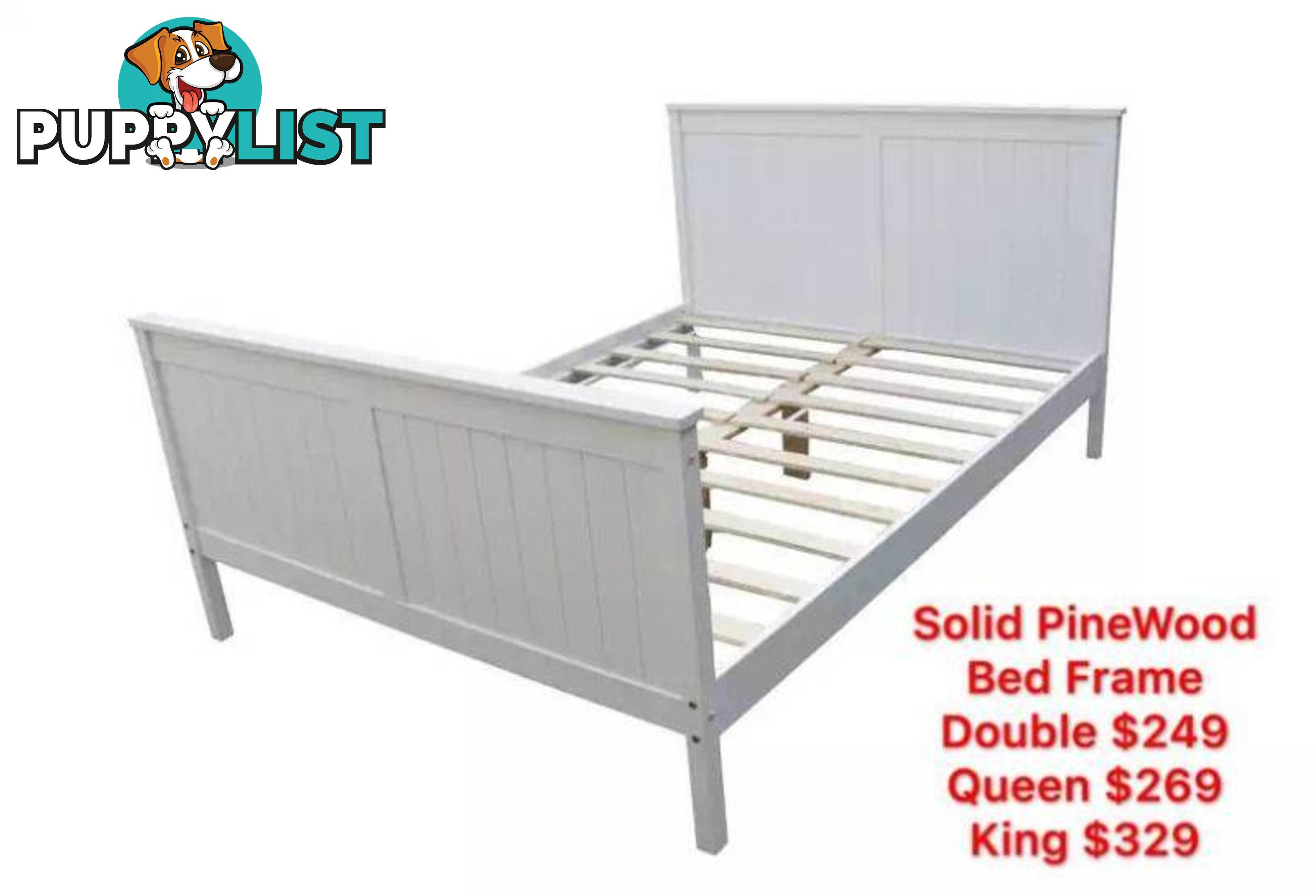 Brand New Solid PineWood Bed Frame Double/Queen/King size White