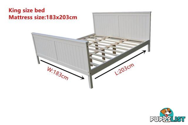 Brand New Solid PineWood Bed Frame Double/Queen/King size White