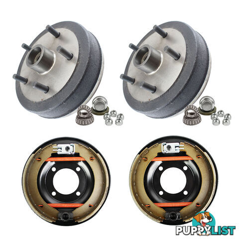 9&#8243; MECHANICAL TRAILER BRAKE KIT DRUMS AND BACKING PLATE CARAVAN SET HHD9,MB9PL-R