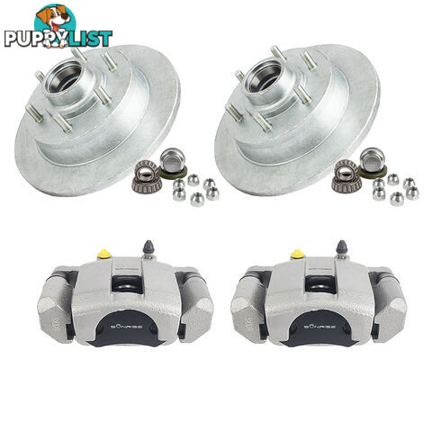 12&#8243; HYDRAULIC TRAILER BRAKE KIT GALVANISED DISC HUBS AND CALIPERS CARAVAN SET HDG12,HBCGHD