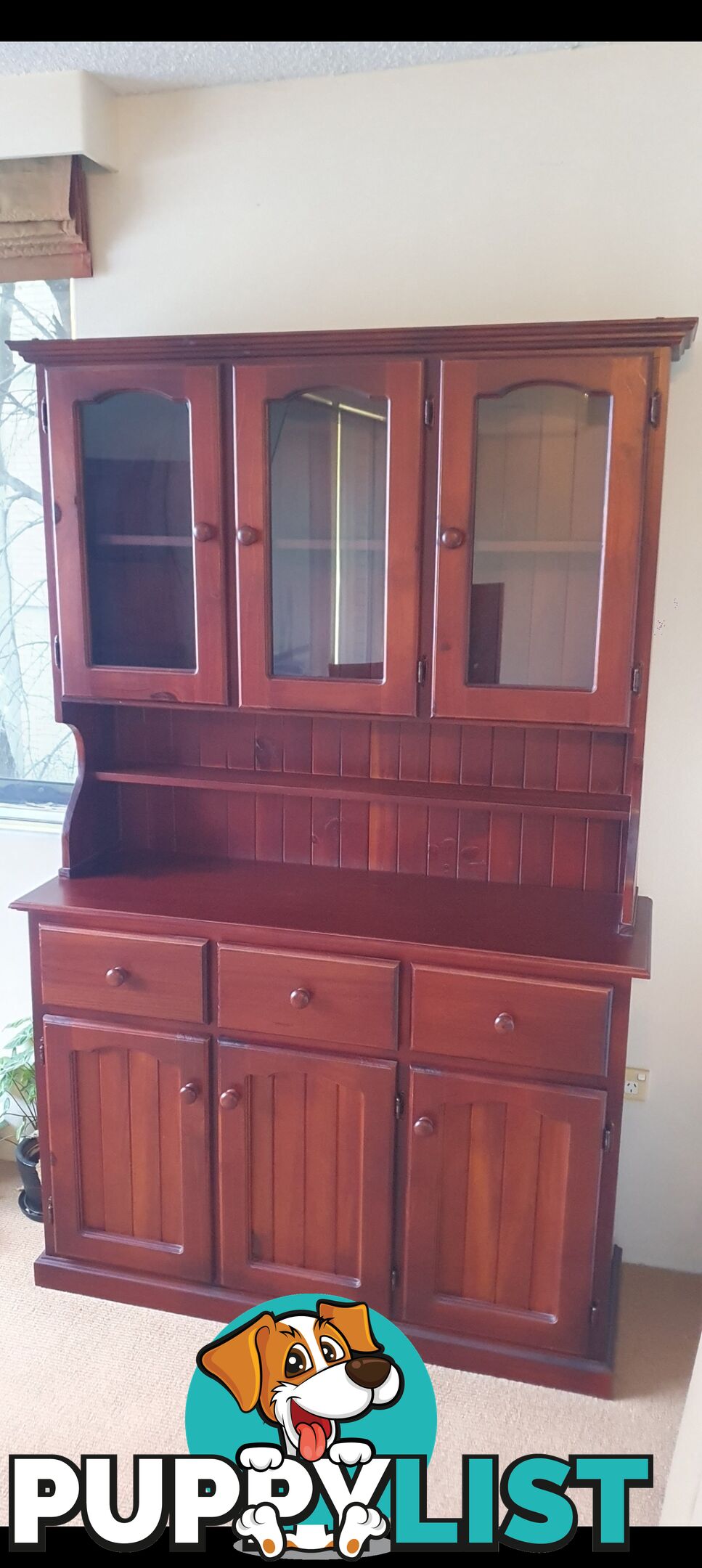 🔥 LIKE NEW - Mahogany hardwood hutch cabinet
