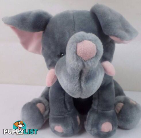 Plush Stuffed Toy Baby Elephant - Grey & Pink