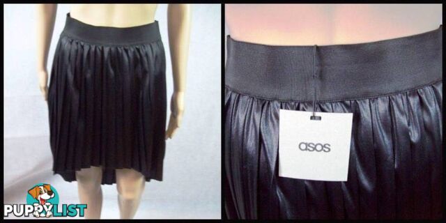 New Asos Evening Pleeted Skirt With Band Waist Black Dress Size12