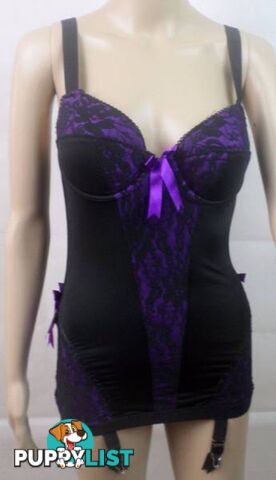 Authentic Leg Avenue Purple and Black Lace Up Corset and Bustier