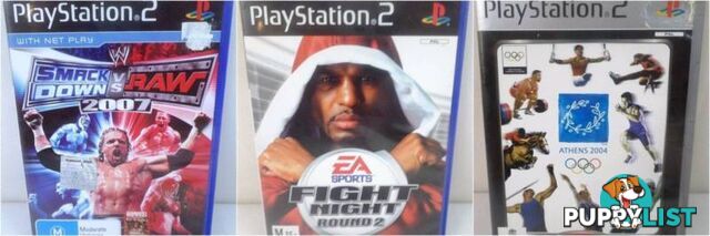 PS2 Games - Smack Down vs Raw 2007, Fight Night Round 2, Athens 2