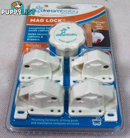 New Dreambaby Mag Lock Magnetic Lock - 4 Locks + 1 key - White