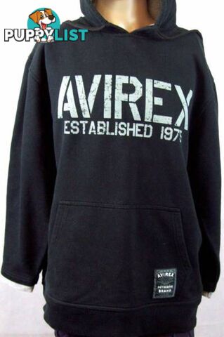 Mens Avirex Long Sleave Hoodie - Pullover - Black & Grey - Size L